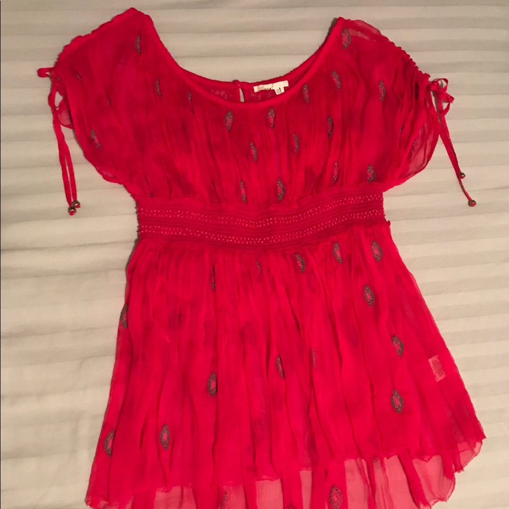 Anthropologie Floreat red blouse with embroidery